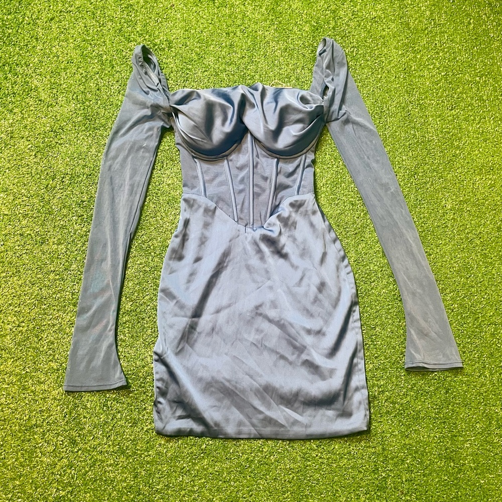 Oh Polly Vibrant Blue Satin Dress